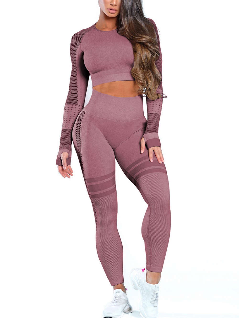 Comfy Wine Red Seamless Sport Suit For Woman